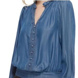 Blue Denim Karl Lagerfeld ruffle top